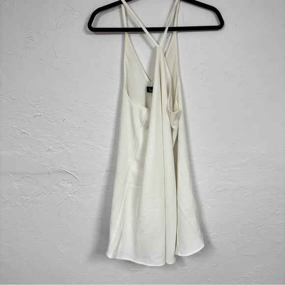 Lulus White Sleeveless Mini Swing Dress Womens M Graduation Bridal Classic - Picture 2 of 5